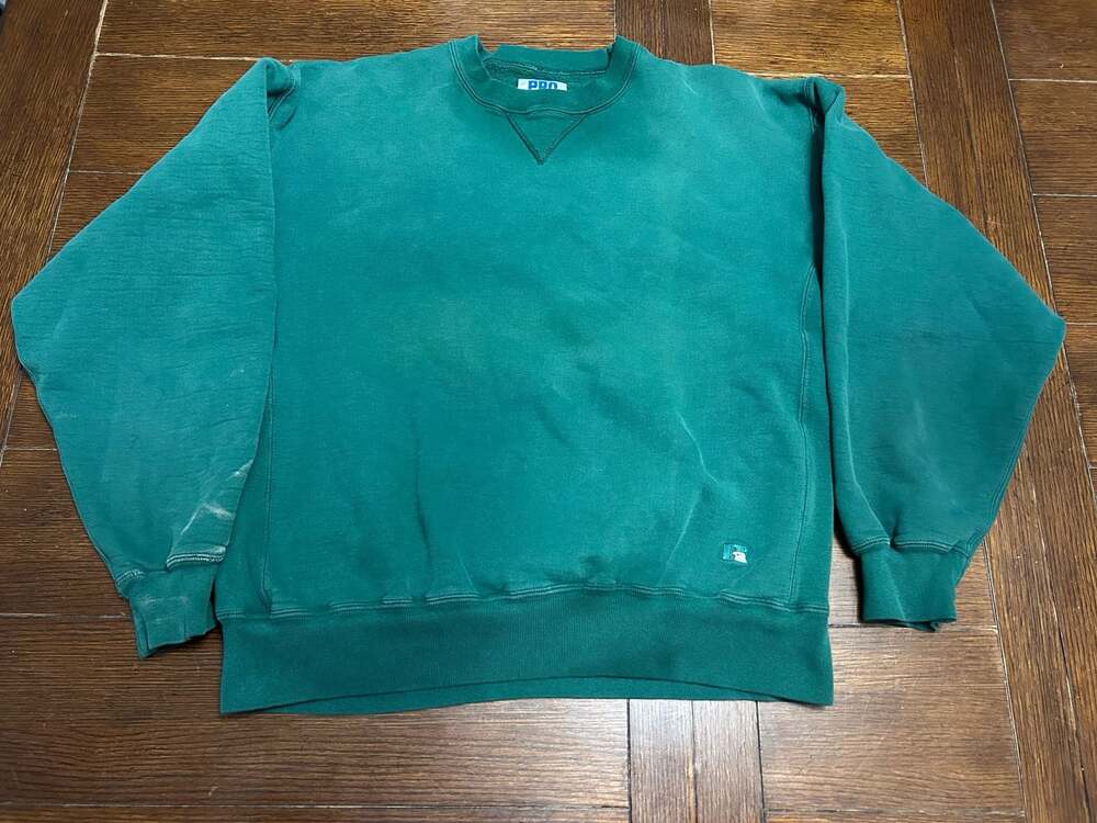 Vintage 90s Russell Athletic Pro Cotton Crewneck Sweatshirt Green Fade Heavy USA